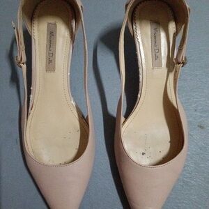 Massimo Dutti Nude Leather Slingback Heels